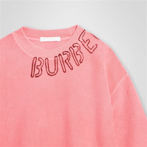 burberry logo print cotton sweatshirt pink|Burberry t shirt original.